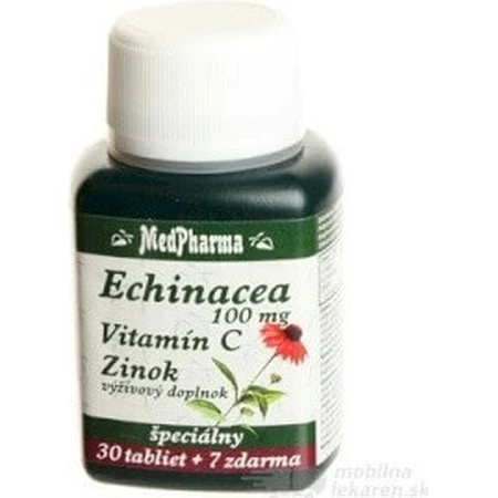 MedPharma ЕХІНАЦЕЯ 100МГ, ВІТАМІН С, ЦИНК 1×37 таблеток, дієтична добавка: ціни та характеристики