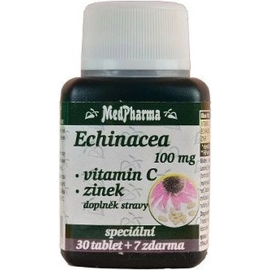 MedPharma ЕХІНАЦЕЯ 100МГ, ВІТАМІН С, ЦИНК 1×37 таблеток, дієтична добавка: ціни та характеристики