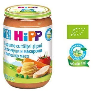 Овочеве пюре з локшиною та куркою, +12 місяців, 220 г, Hipp