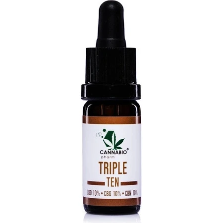 CANNABIOpharm TRIPLE TEN- CBD 10%-CBG 10%-CBN 10% 1×10 мл, масло, содержащее CBD, CBG и CBN: цены и характеристики