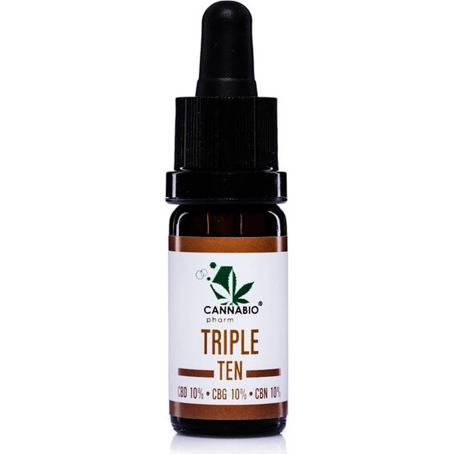 CANNABIOpharm TRIPLE TEN- CBD 10%-CBG 10%-CBN 10% 1×10 мл, масло, содержащее CBD, CBG и CBN: цены и характеристики