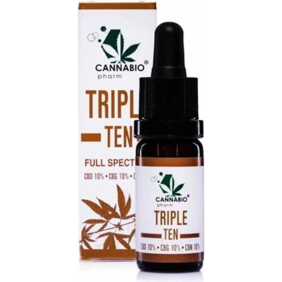CANNABIOpharm TRIPLE TEN- CBD 10%-CBG 10%-CBN 10% 1×10 мл, масло, содержащее CBD, CBG и CBN: цены и характеристики