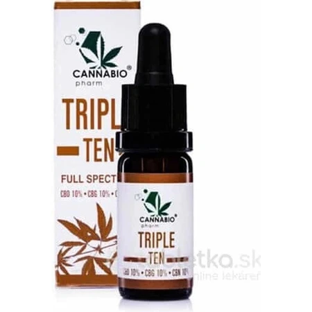 CANNABIOpharm TRIPLE TEN- CBD 10%-CBG 10%-CBN 10% 1×10 мл, масло, содержащее CBD, CBG и CBN: цены и характеристики