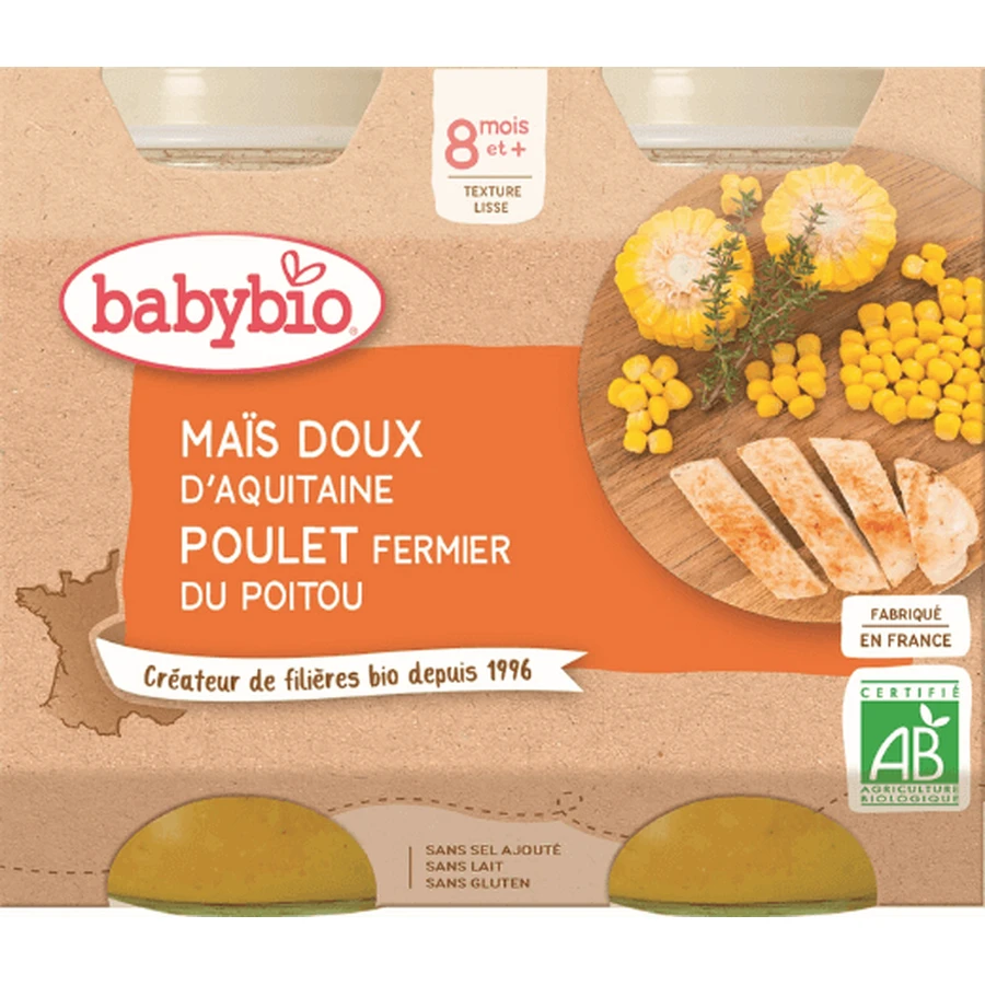 Babybio menu сладкая кукуруза с курицей 2 x 200 г: цены и характеристики