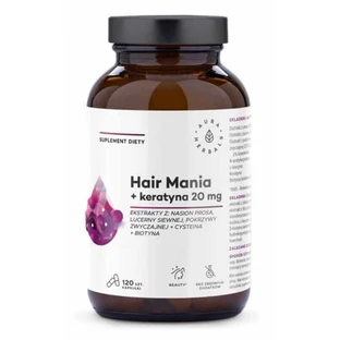 Мания волос + кератин 20 мг, 120 капсул Aura Herbals