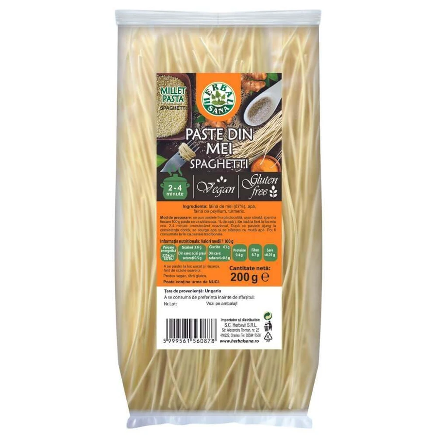 Макароны из пшена, спагетти, 200 г, Herbal Sana: цены и характеристики