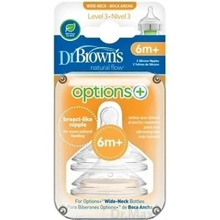 Dr.BROWN'S OPTIONS+ РІВЕНЬ 3 1×2, широка горловина, силікон, 6M+.