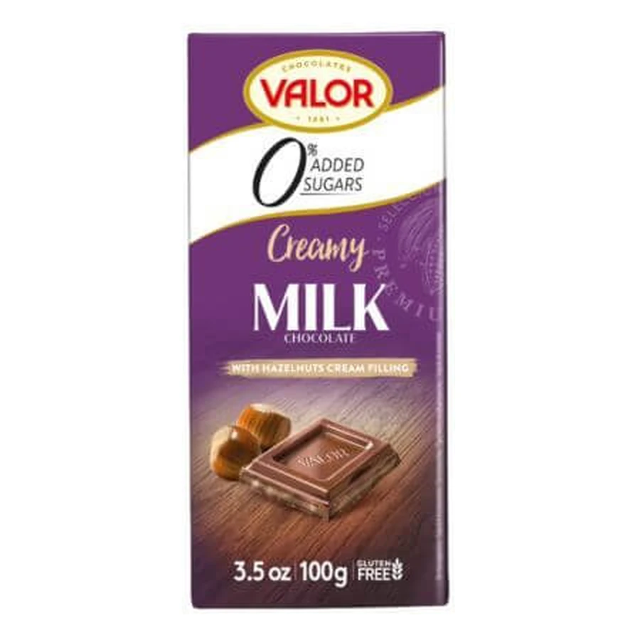 Молочний шоколад з фундуковим кремом, 100 г, Valor: ціни та характеристики