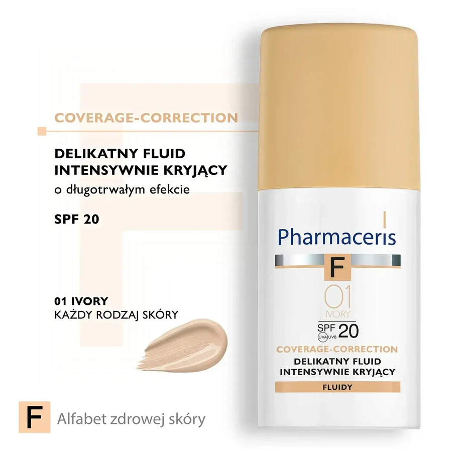 Pharmaceris F, Непрозорий флюїд 01 Слонова кістка, SPF 20, 30 мл: ціни та характеристики