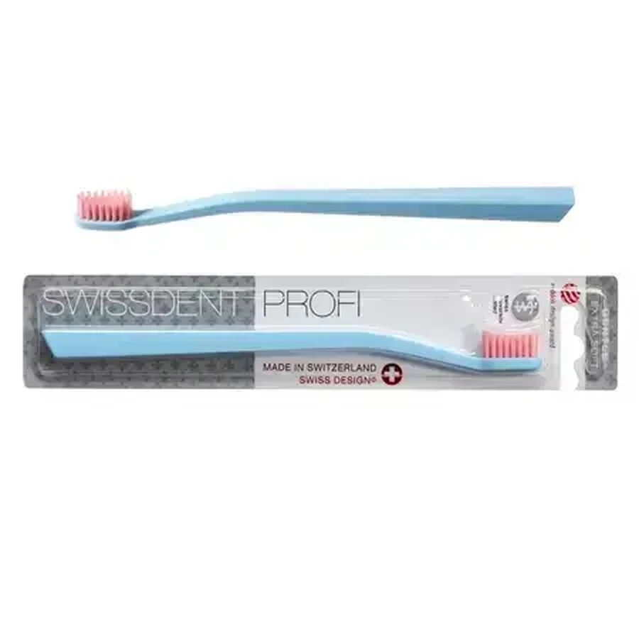 Блакитна зубна щітка з рожевою щетиною Extra Soft, 1 шт, Swissdent: ціни та характеристики