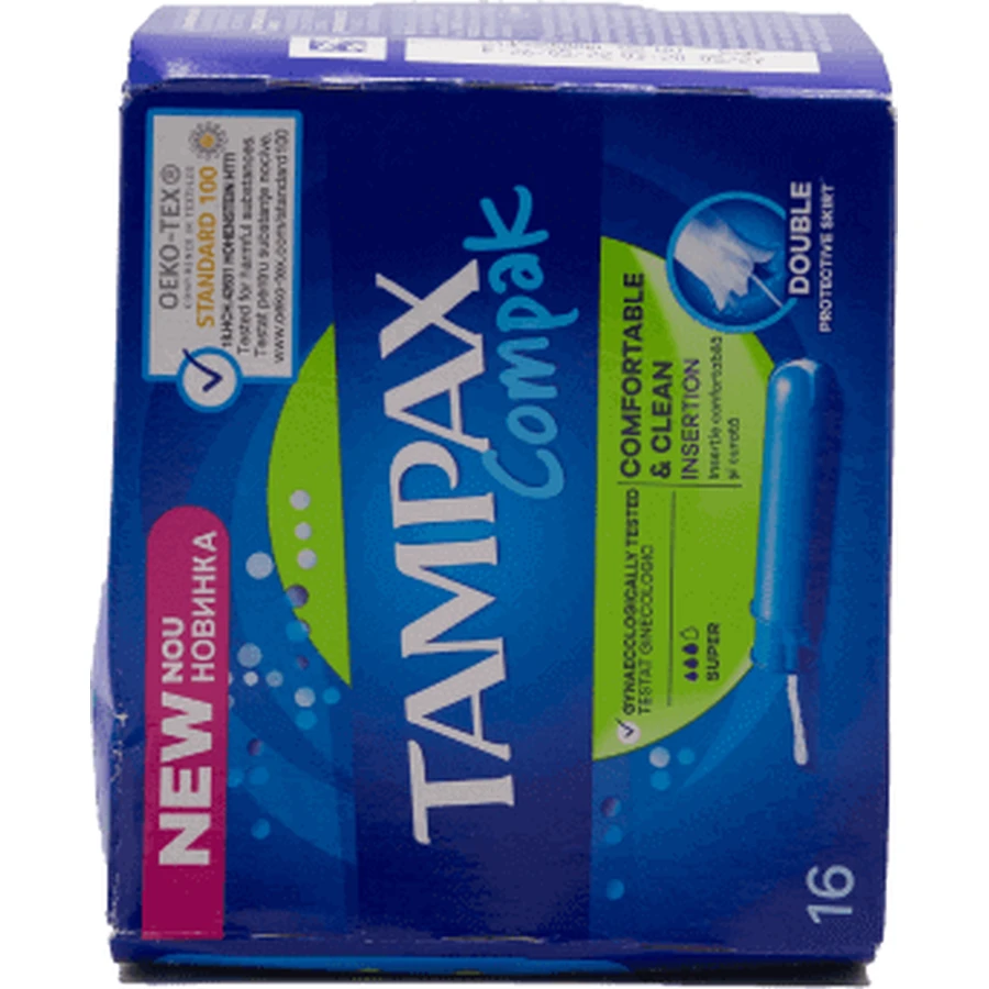 Tampax Прокладки внутрішні Compak Super, 16 шт.: ціни та характеристики