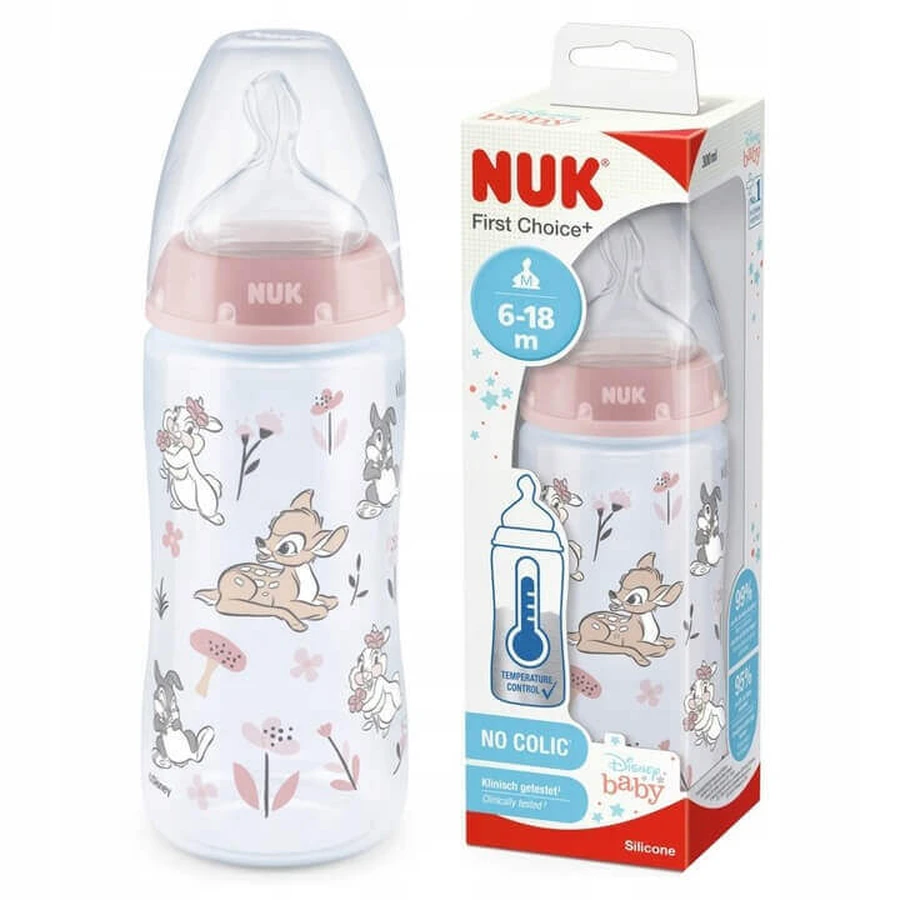 Пляшка ПП 300 мл + соска силіконова, 6-18 місяців, First Choice Disney Disney Bambi, Nuk: ціни та характеристики
