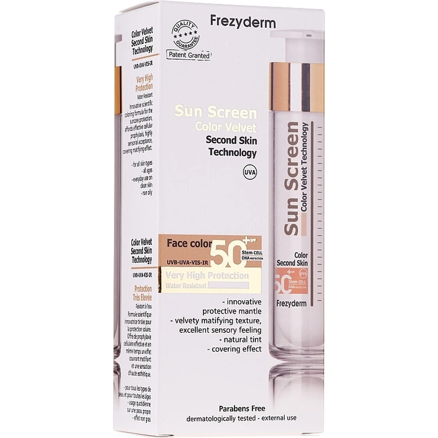 Сонцезахисний крем Frezyderm Sun Screen Colour Velvet SPF 50+, 50 мл: ціни та характеристики