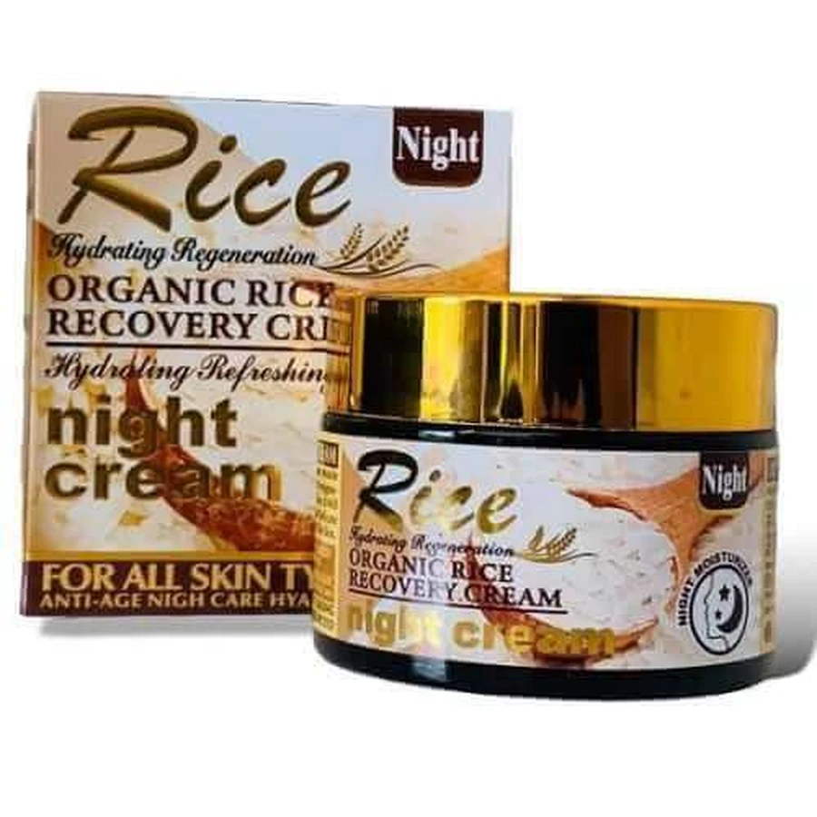 Зволожуючий нічний крем, Wokali, Rice Night Cream, Всі типи шкіри, 55 г: ціни та характеристики