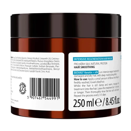 Маска для волосся Biovax Keratin + Silk, відновлювальна, 250 мл: ціни та характеристики