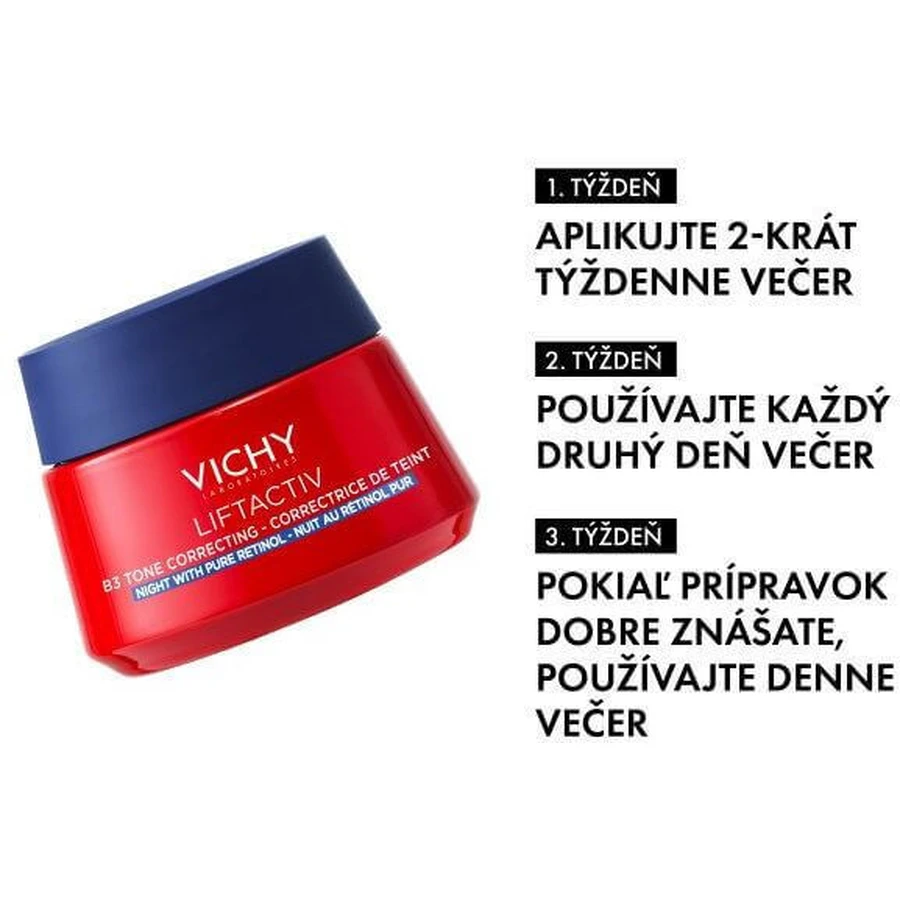 Нічний тонуючий крем Vichy LIFTACTIV B3 з чистим ретинолом для відновлення клітин гіперпігментованої шкіри 50 мл: ціни та характеристики