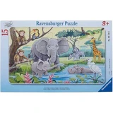 Пазл в рамке Животные Африки, +3 года, 15 деталей, Ravensburger