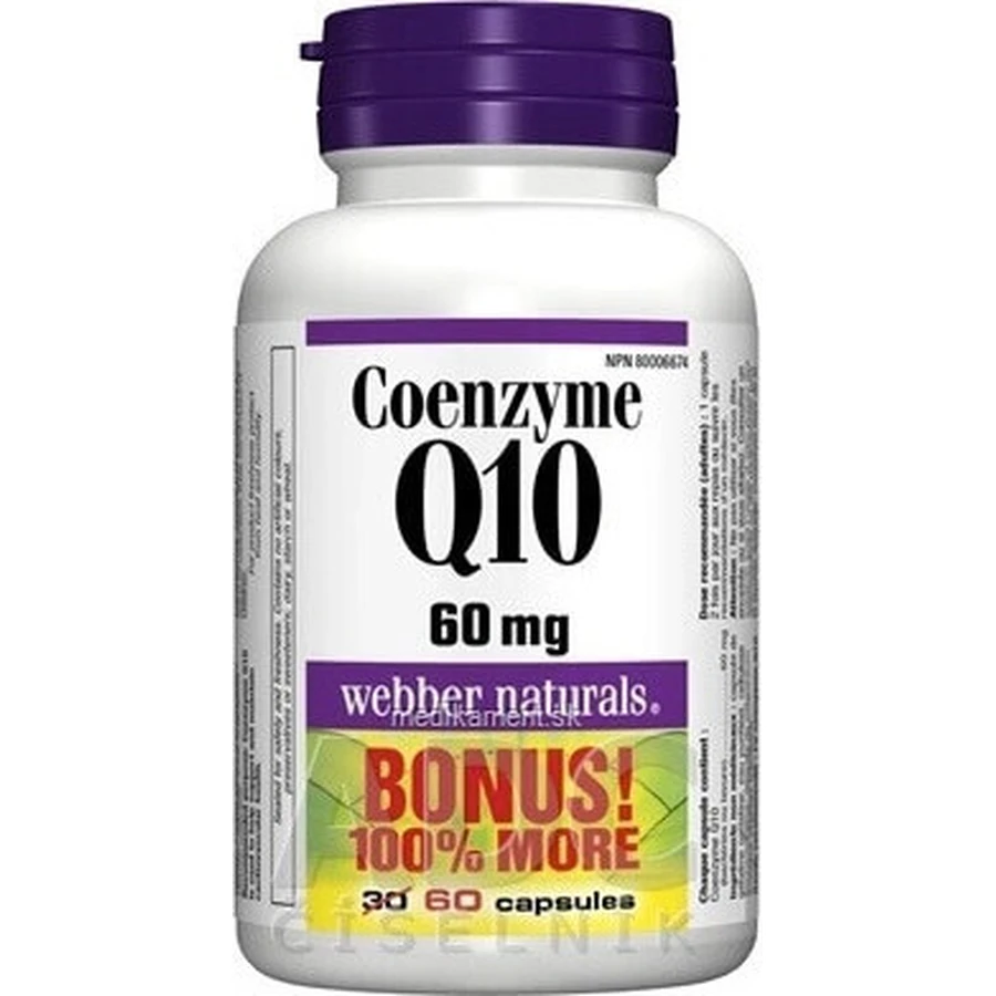 WEBBER NATURALS Коэнзим Q10 60 мг 1×60 капс, пищевая добавка: цены и характеристики