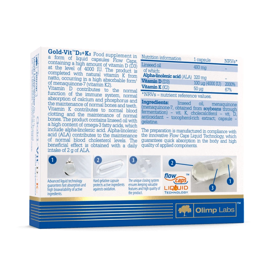 Olimp Gold-Vit D3 + K2 4000 МЕ, 30 капсул: цены и характеристики