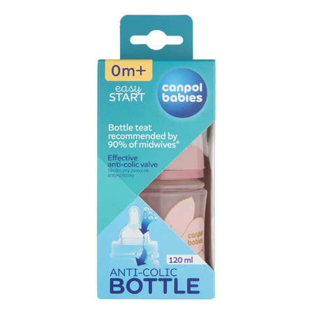 Canpol Babies EasyStart, антиколиковая бутылочка с широким отверстием, Gold, розовая, 35/239, с рождения, 120 мл: цены и характеристики