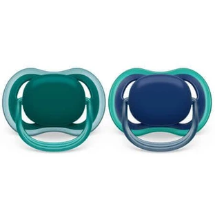 Пустышка Philips Avent Ultra Air, 6-18 месяцев, 2 штуки, зеленая и голубая, SCF085/31, Philips