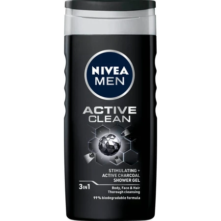 Nivea Men, Энзим для душа 3 в 1 для лица, тела и волос, Active Clean, 250 мл: цены и характеристики
