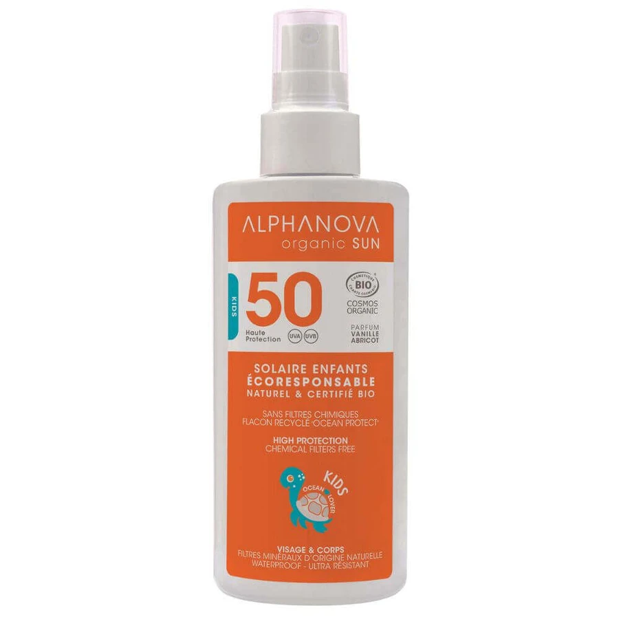 Alphanova Sun Kids Bio, солнцезащитный спрей для детей, гипоаллергенный, SPF 50, 125 г: цены и характеристики