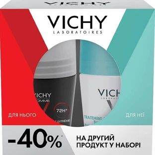 Набор антиперспирантов шариковых Vichy мужской 72 часа защиты и женский 48 часов защиты, 2 шт. по 50 мл