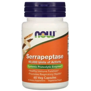 Серрапептаза Now Foods Serrapeptase, 60 вегетарианских капсул