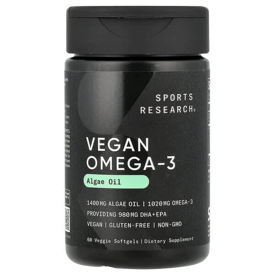 Омега 3, Vegan Omega-3 1400 mg Sports Research, 60 мягких капсул: цены и характеристики