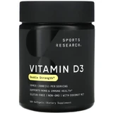Вітамін D3, Vitamin D3, Sports Research, подвійна сила, 50 мкг (2000 МО), 360 гелевих капсул