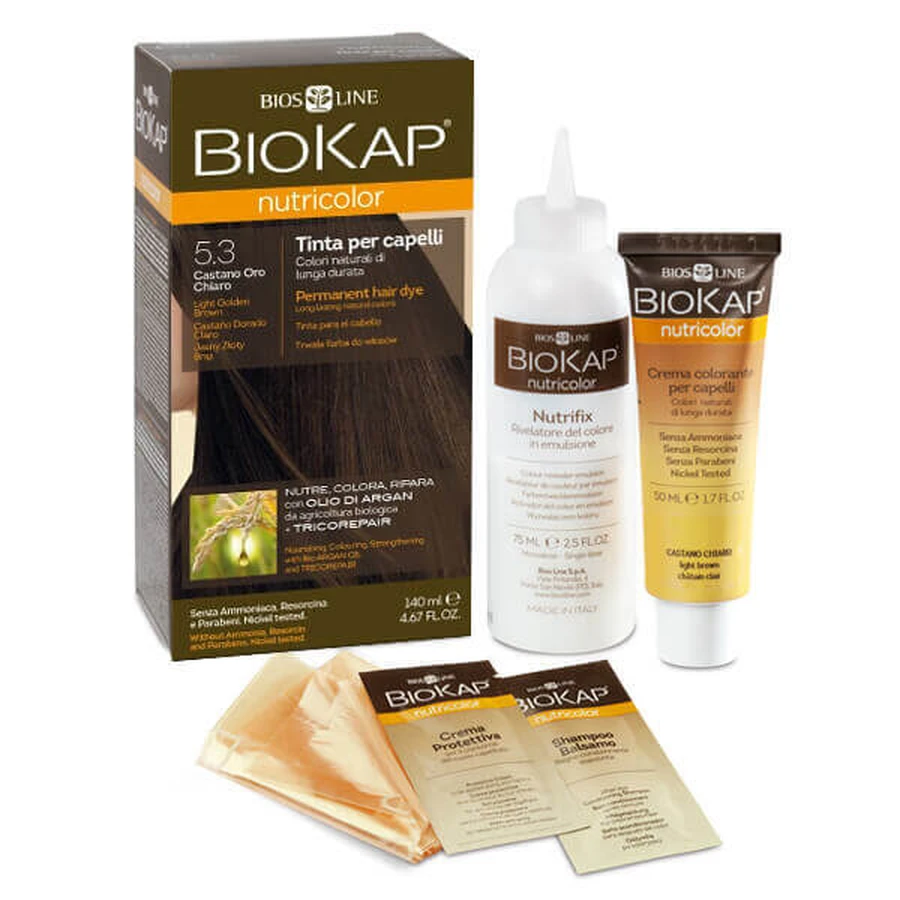 Biokap Nutricolor, краска для волос, 5.3 светло-золотистый брз, 140 мл УПАКОВКА ДЕФЕКТИРОВАНА: цены и характеристики