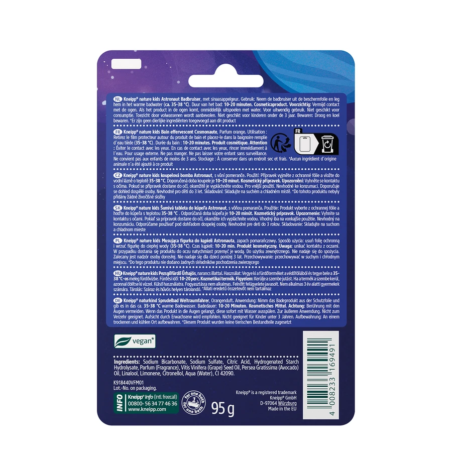 Kneipp Nature Kids Astronaut, шипуча фігурка для ванни для дітей, помаранчева, 95 г: ціни та характеристики