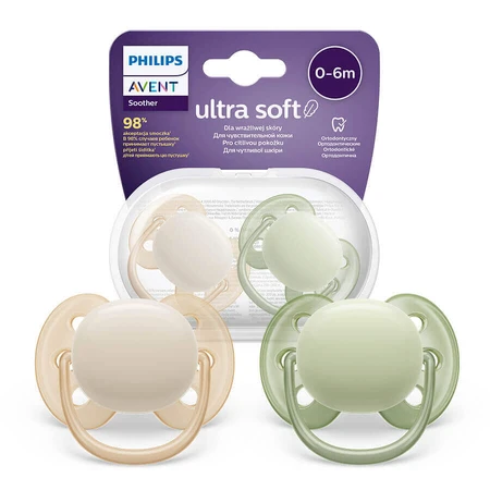 Avent Ultra Soft, пустушка, силіконова, симетрична, унісекс, SCF091/05, 0-6 місяців, 2 шт.: ціни та характеристики