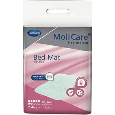 MOLICARE PREMIUM BED MAT TEXTILE 7KV. 85X90CM 1×1pc, текстильний килимок: ціни та характеристики