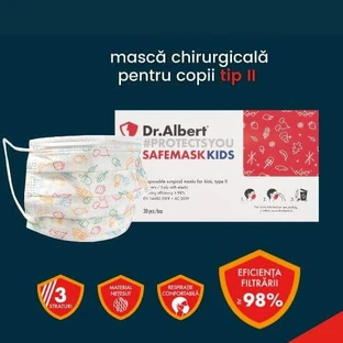 Одноразовая хирургическая маска для детей, 30 шт, Dr Albert