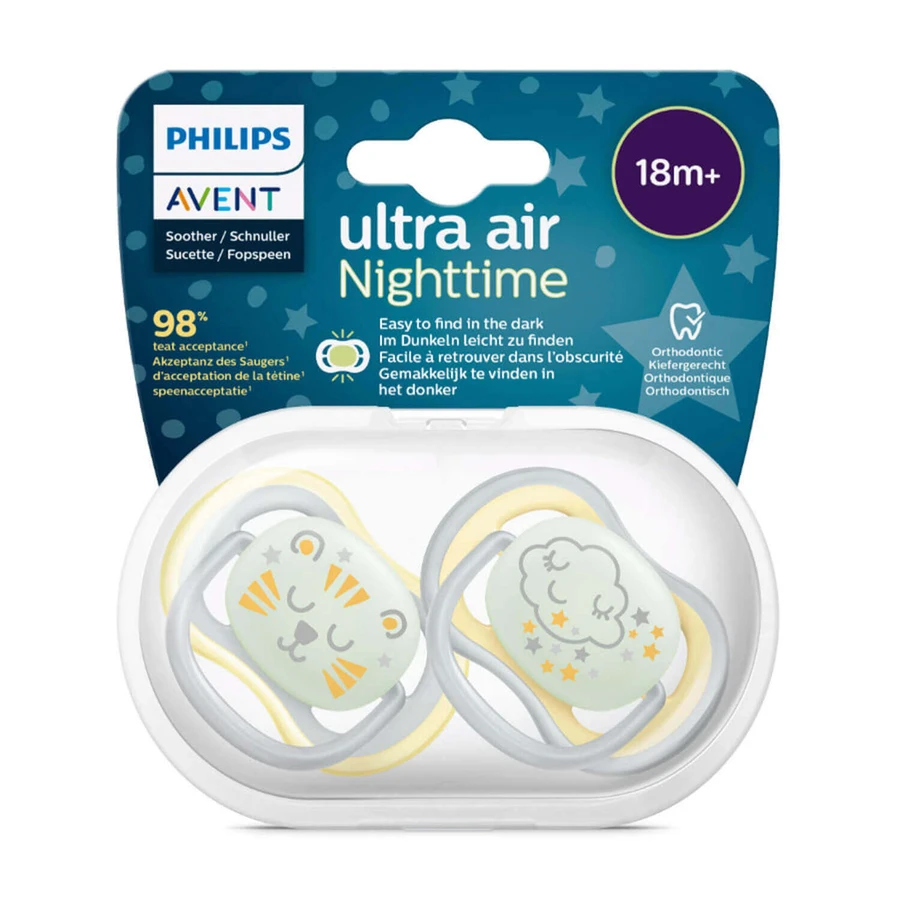 Avent Ultra Air Night, манекен, силіконовий, ортодонтичний, з темним обідком, унісекс, SCF376/01, після 18 місяців, 2 манекена: ціни та характеристики
