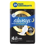 Always Ultra, гигиенические салфетки с крылышками, размер 4, Secure Night, 24 шт.: цены и характеристики