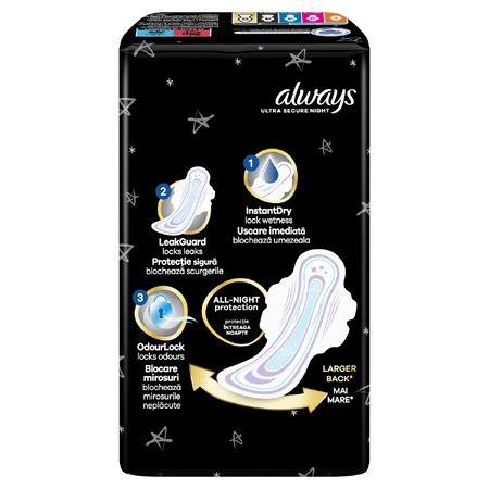 Always Ultra, гигиенические салфетки с крылышками, размер 4, Secure Night, 24 шт.: цены и характеристики