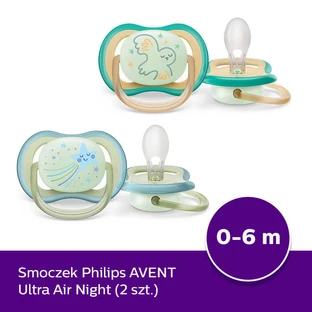 Avent Ultra Air Night, пустышка, силиконовая, симметричная, с темными цветами, мальчик, SCF376/18, 0-6 месяцев, 2 пустышки