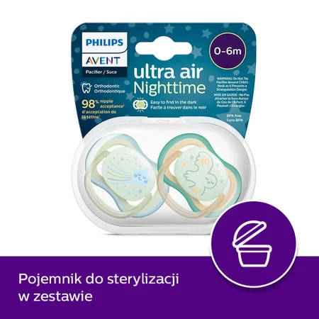 Avent Ultra Air Night, пустышка, силиконовая, симметричная, с темными цветами, мальчик, SCF376/18, 0-6 месяцев, 2 пустышки: цены и характеристики