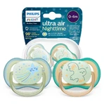 Avent Ultra Air Night, пустышка, силиконовая, симметричная, с темными цветами, мальчик, SCF376/18, 0-6 месяцев, 2 пустышки: цены и характеристики