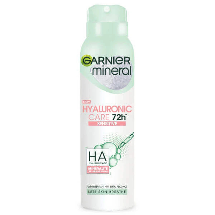 Garnier Mineral Hyaluronic Care, антиперспирант-спрей 72 часа, Sensitive, 150 мл: цены и характеристики