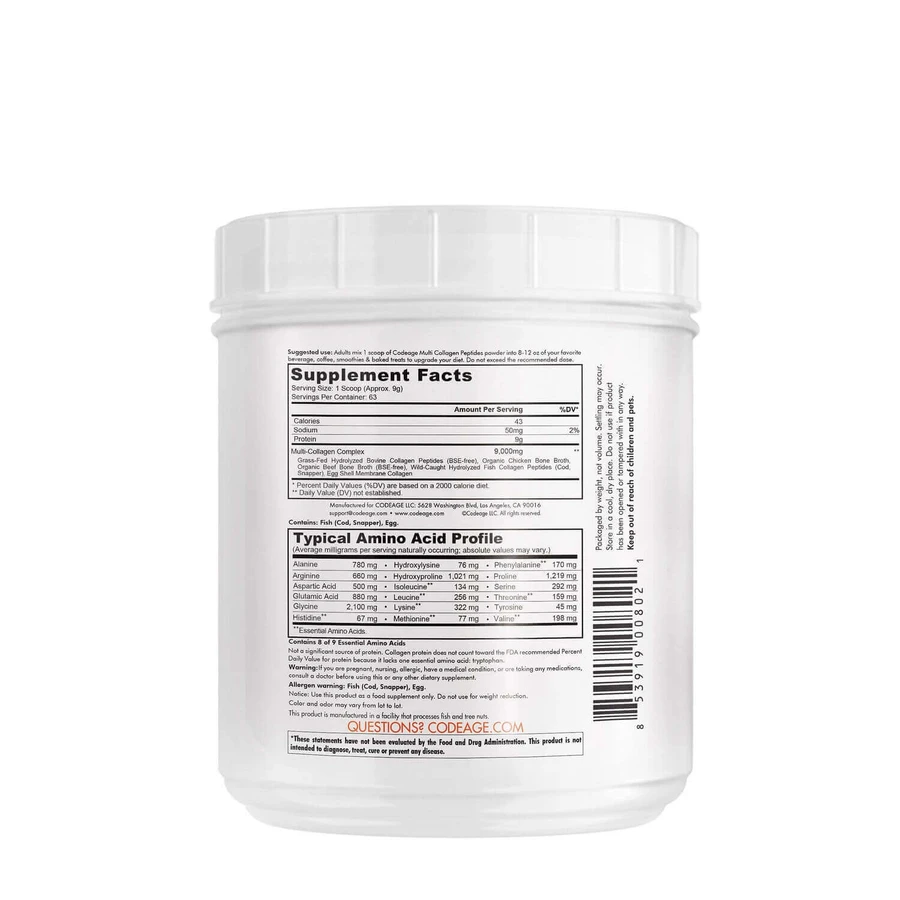 Codeage Hydrolyzed Multi Collagen - 5 видів пептидів колагену, гідролізований колаген з 5 джерел пептидів, без ароматизаторів, 567 г, GNC, GNC: ціни та характеристики