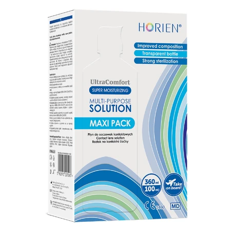 Horien Multi-Purpose Solution Ultra Comfort, раствор для контактных линз, Maxi Pack, 360 мл + 100 мл: цены и характеристики
