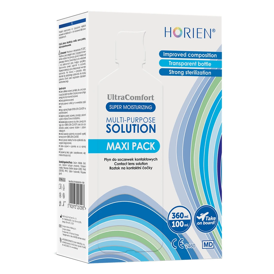 Horien Multi-Purpose Solution Ultra Comfort, раствор для контактных линз, Maxi Pack, 360 мл + 100 мл: цены и характеристики