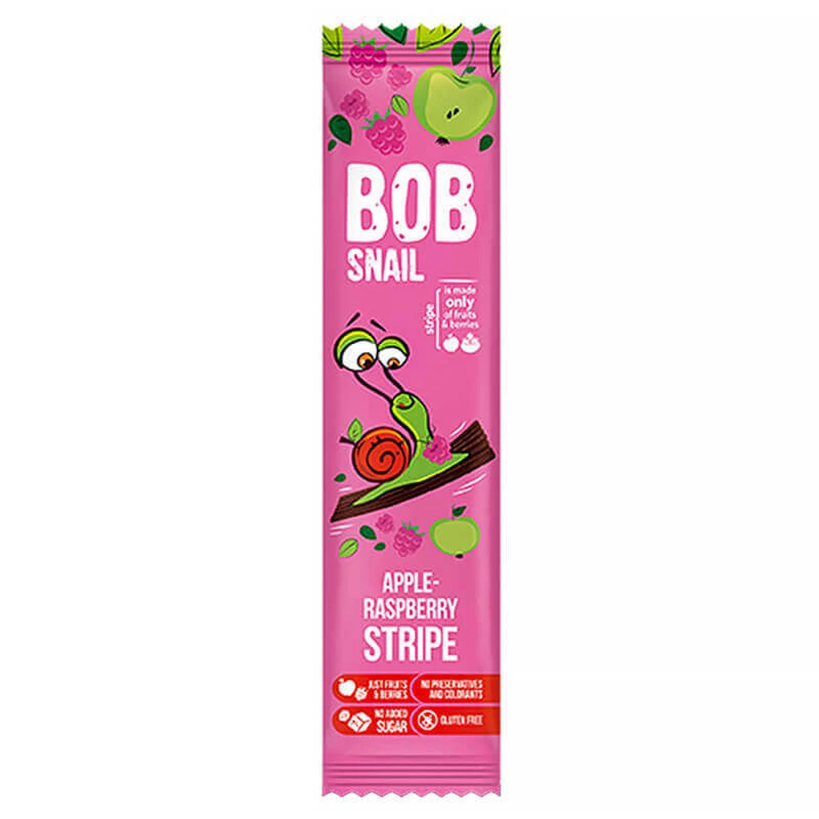 Фруктовий снек Bob Snail Stripe, яблуко, малина, 14 г: ціни та характеристики