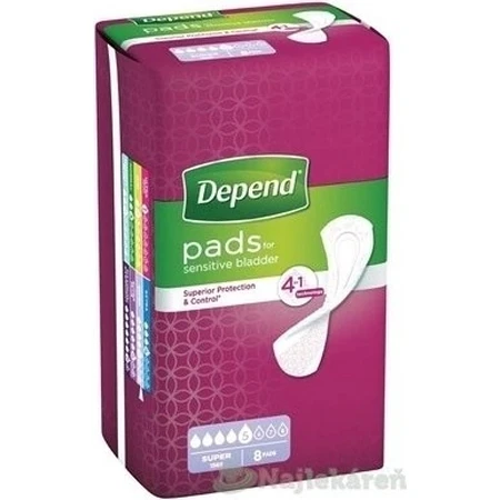 DEPEND SUPER 1×8 шт, прокладки для недержания 11×36 см: цены и характеристики