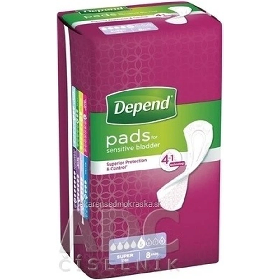 DEPEND SUPER 1×8 шт, прокладки для недержания 11×36 см: цены и характеристики