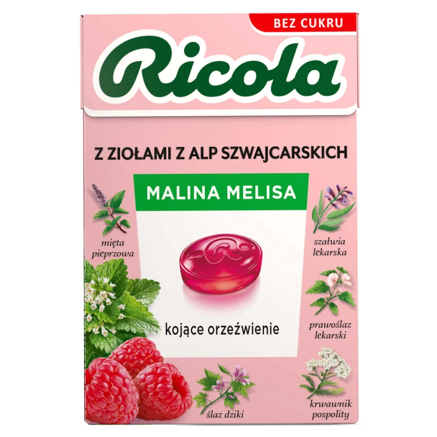 Ricola Малина и мелисса, швейцарские травяные конфеты, без сахара, 27,5 г: цены и характеристики